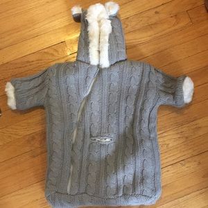 Restoration Hardware cable knit & faux fur bunting